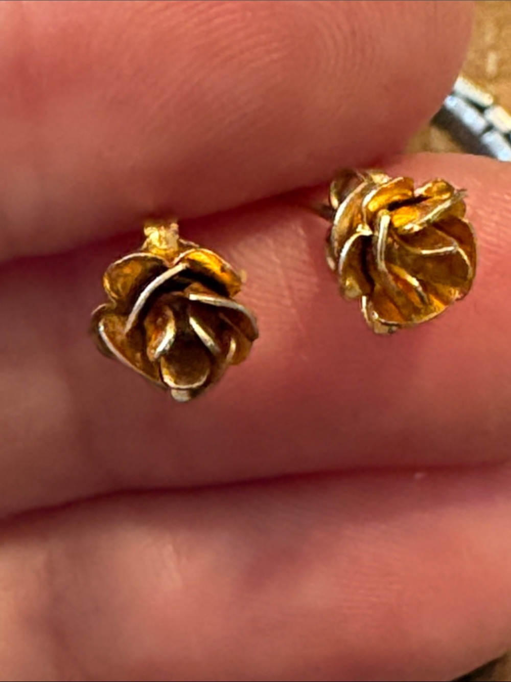 Gold Rose Stud Earrings - Elegant Floral Women Jewelry